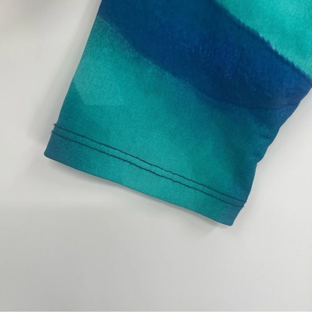 Clara Sun Woo Tie Dye  Asymmetric Hem Blouse Blue Green Size Small Tunic - Picture 7 of 9